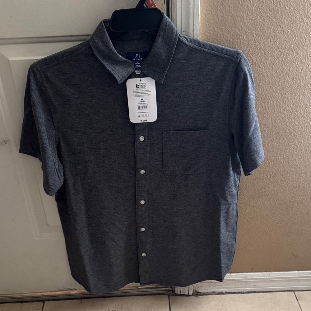 George Men's Charcoal Button-Down Shirt